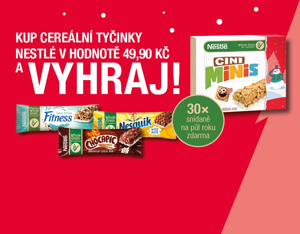 Kup cereální tyčinky v hodnotě 49,90 Kč a VYHRAJ!